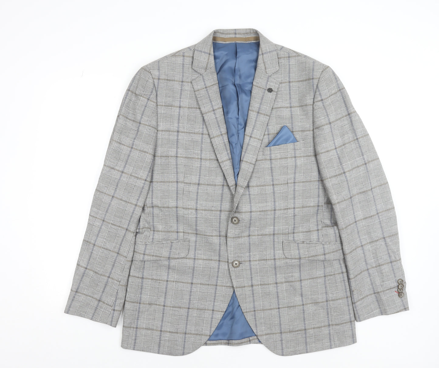 Brook Taverner Men's Grey Check Wool Blend Blazer 42R Classic Fit