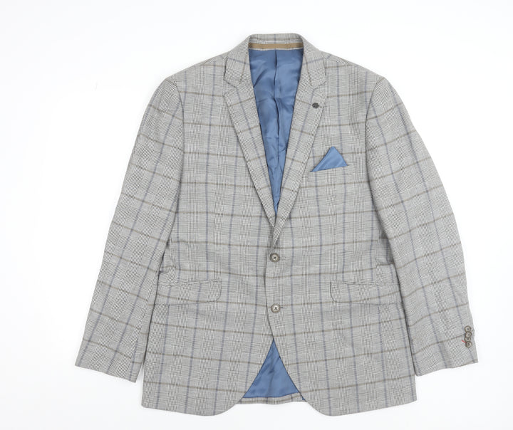 Brook Taverner Men's Grey Check Wool Blend Blazer 42R Classic Fit