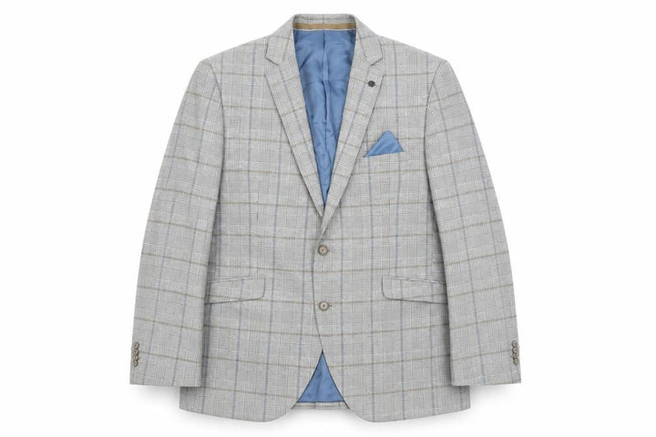 Brook Taverner Men's Grey Check Wool Blend Blazer 42R Classic Fit