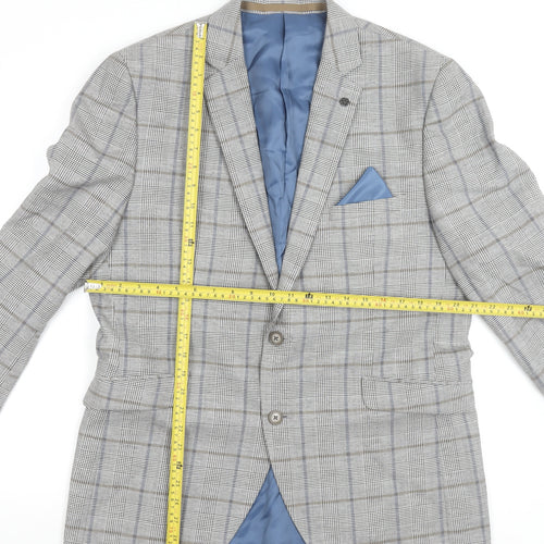 Brook Taverner Men's Grey Check Wool Blend Blazer 42R Classic Fit