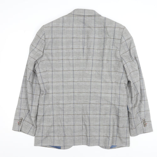 Brook Taverner Men's Grey Check Wool Blend Blazer 42R Classic Fit
