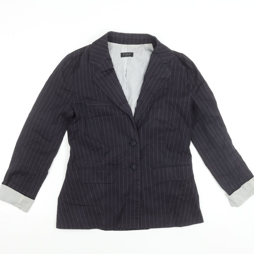 F.D.S. by Fleur de Sel Women's Black Pinstripe Blazer Size 8 Slim Fit
