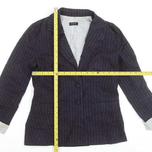F.D.S. by Fleur de Sel Women's Black Pinstripe Blazer Size 8 Slim Fit