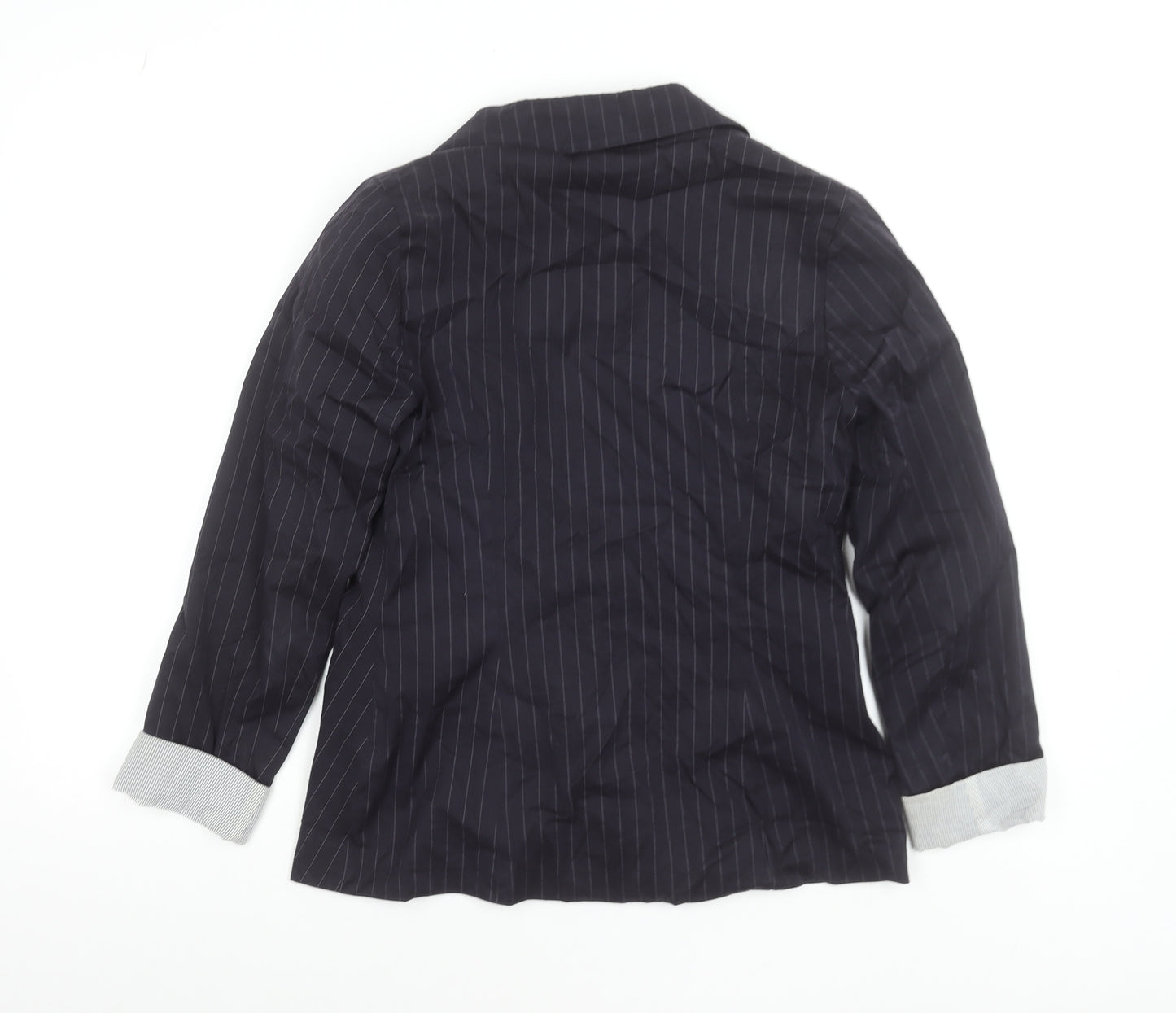 F.D.S. by Fleur de Sel Women's Black Pinstripe Blazer Size 8 Slim Fit