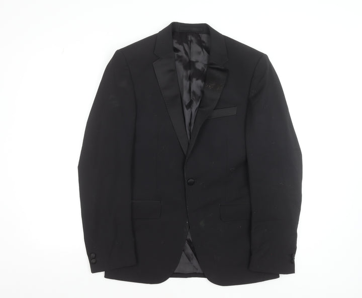 Marks and Spencer Men’s Black Wool Blend 36in Shawl Lapel Jacket