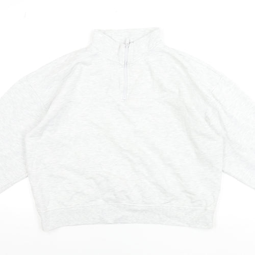 ASOS Design Women's Grey 1/2 Zip Sweatshirt UK 14 Cotton Blend