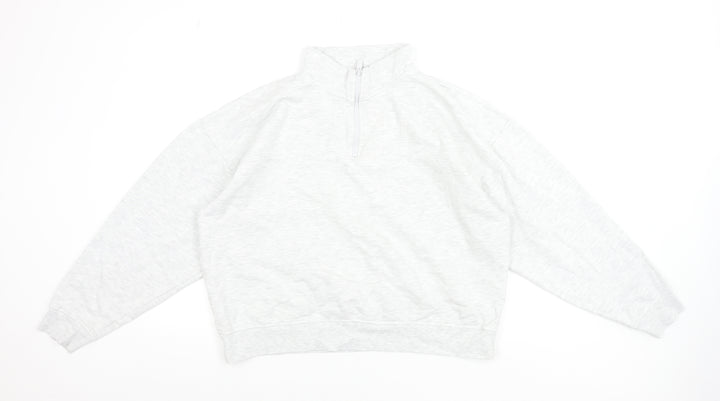 ASOS Design Women's Grey 1/2 Zip Sweatshirt UK 14 Cotton Blend