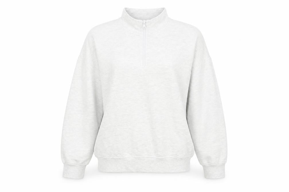 Front view of ASOS Design Women's Grey 1/2 Zip Sweatshirt UK 14 Cotton Blend