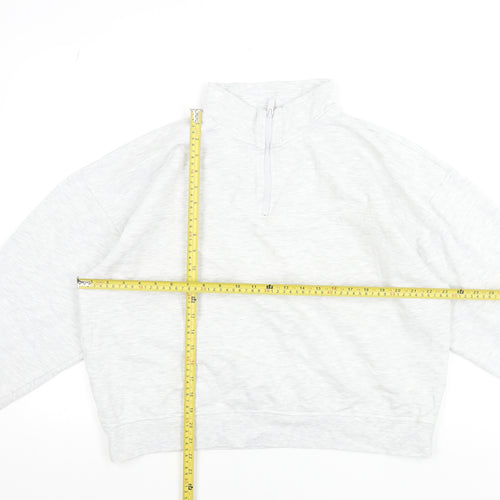 ASOS Design Women's Grey 1/2 Zip Sweatshirt UK 14 Cotton Blend