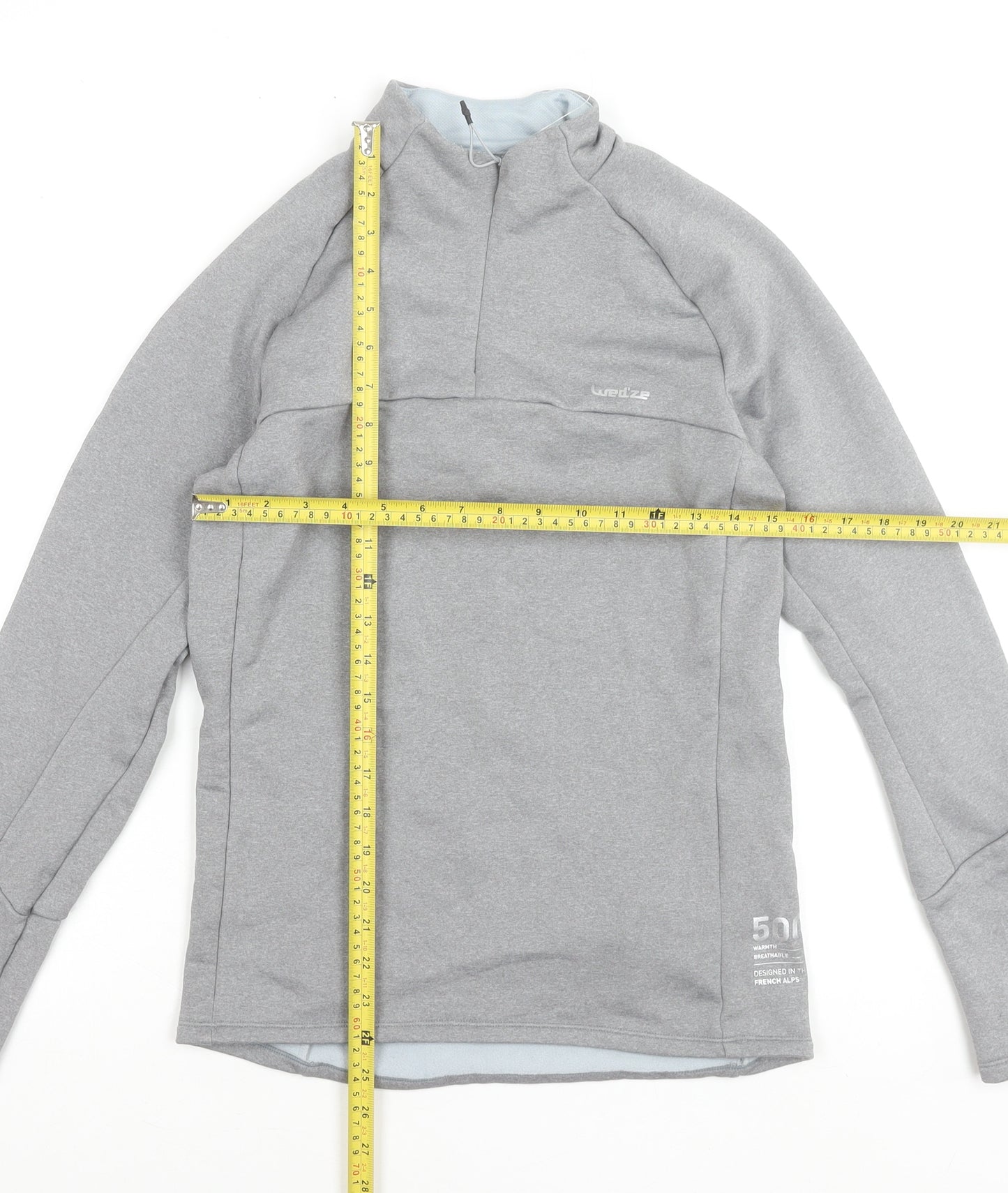 Wedze Womens Grey 1/4 Zip Fleece Ski Jacket Size S Regular Fit