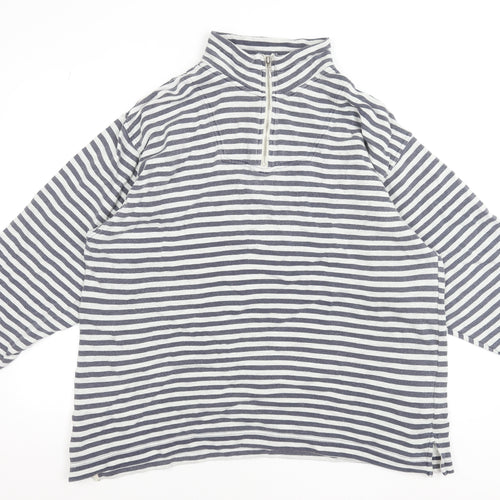 GAP Women Navy White Striped 1/2 Zip Cotton Pullover Sweatshirt L