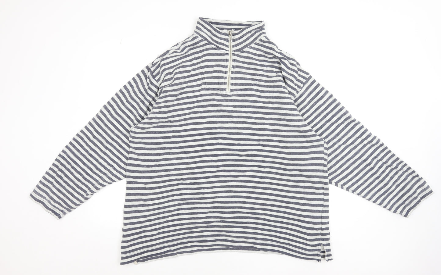 GAP Women Navy White Striped 1/2 Zip Cotton Pullover Sweatshirt L