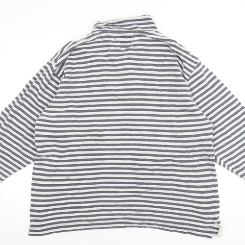 GAP Women Navy White Striped 1/2 Zip Cotton Pullover Sweatshirt L