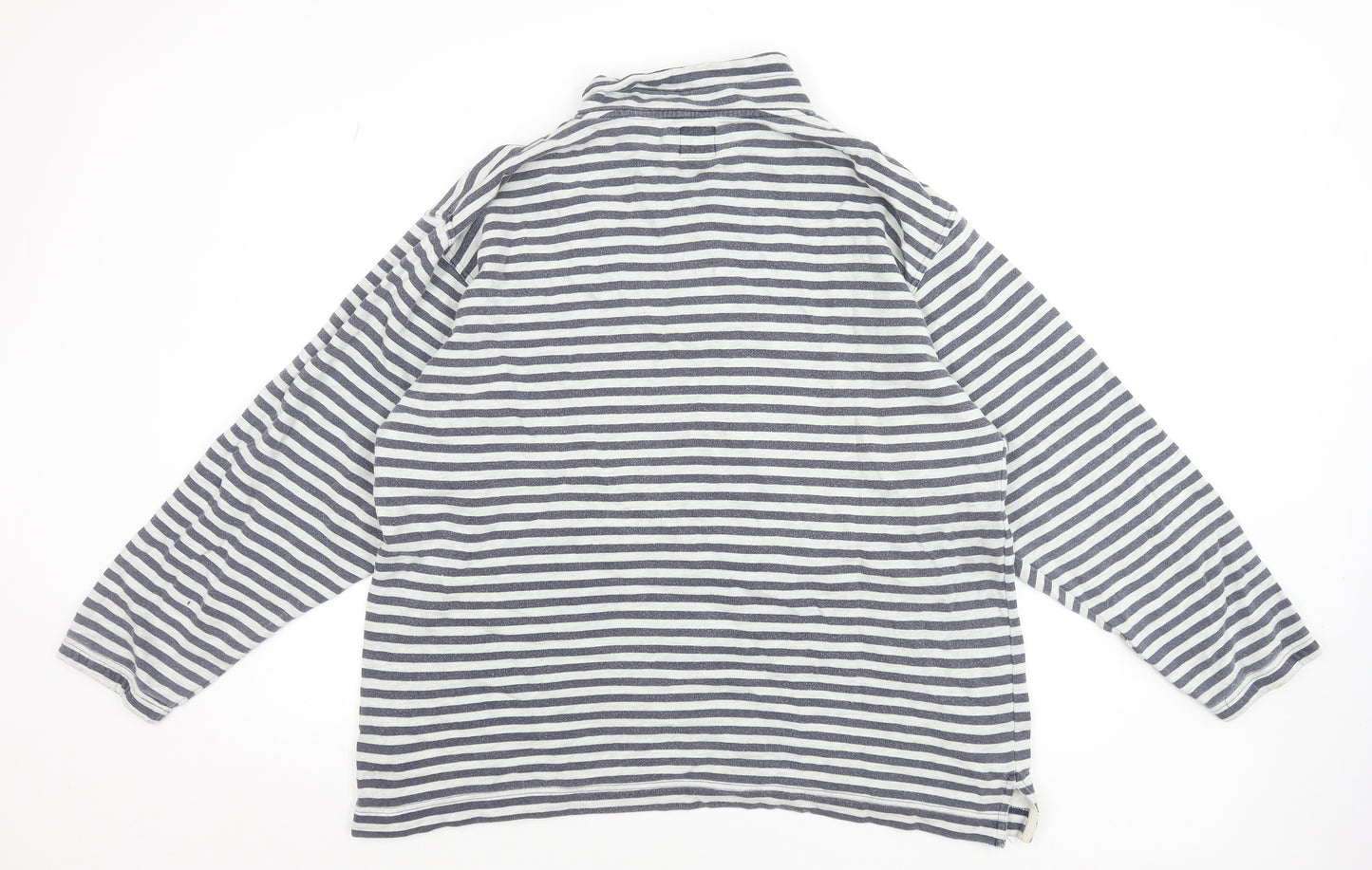 GAP Women Navy White Striped 1/2 Zip Cotton Pullover Sweatshirt L