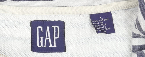 GAP Women Navy White Striped 1/2 Zip Cotton Pullover Sweatshirt L