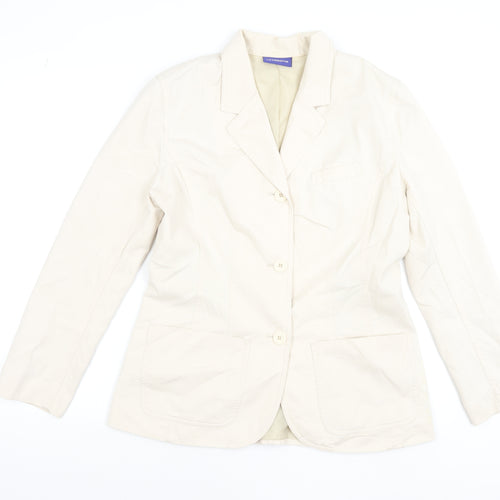 Liz Claiborne Women Beige Cotton Blazer Jacket Size 8