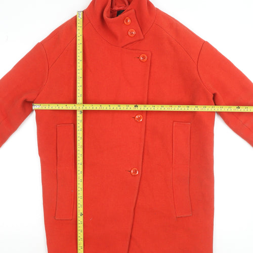 Oasis Women's Red Wool Blend Buttoned Mid-Length Coat Size S