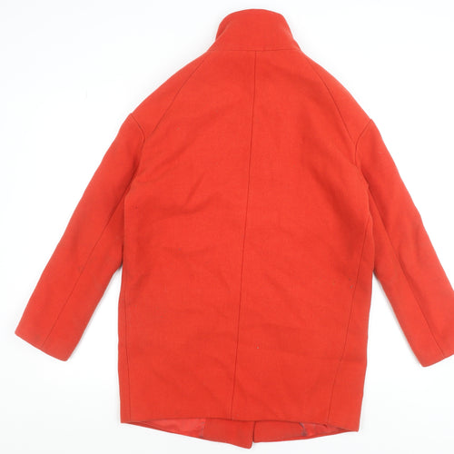 Oasis Women's Red Wool Blend Buttoned Mid-Length Coat Size S