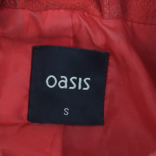 Oasis Women's Red Wool Blend Buttoned Mid-Length Coat Size S