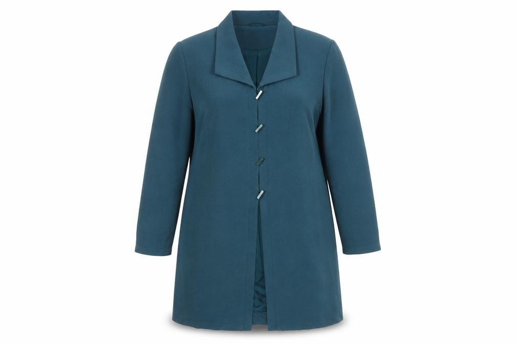 Front view of Jacques Vert Women's Blue Formal Mid-Length Overcoat, size 18
