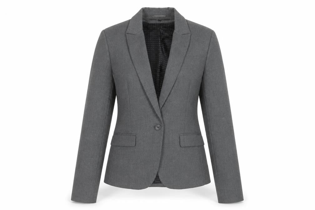 Front view of Next Women Grey Tailoring Single-Breasted Blazer, size 12