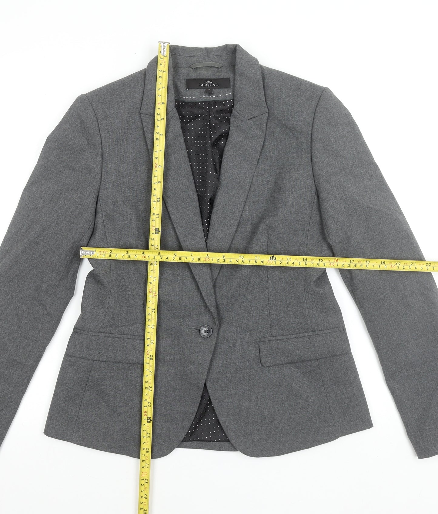 Next Women Grey Tailoring Single-Breasted Blazer Size 12