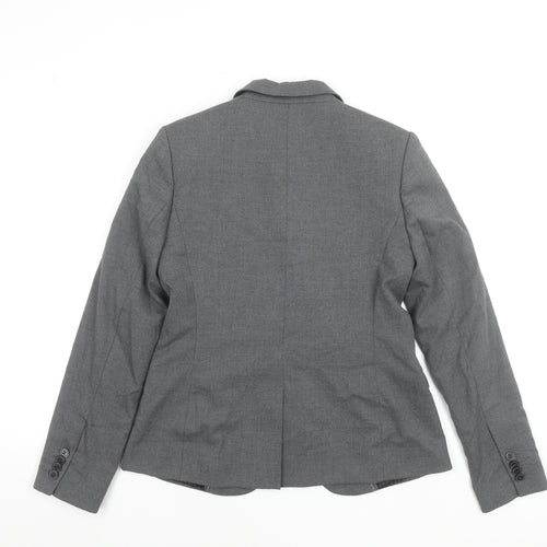 Next Women Grey Tailoring Single-Breasted Blazer Size 12