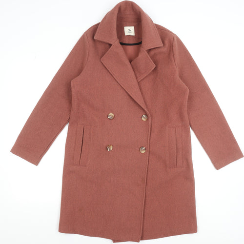Tu Womens Brown Pea Coat Size 8 Buttoned Mid-Length Wool Style Classic