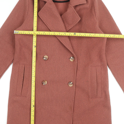 Tu Womens Brown Pea Coat Size 8 Buttoned Mid-Length Wool Style Classic