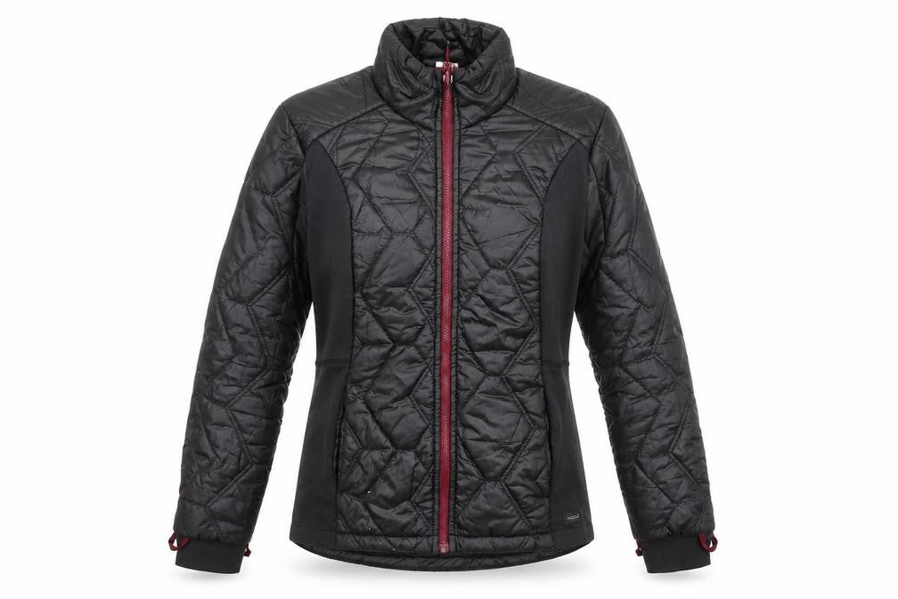 Front view of Decathlon Women Black Quilted Puffer Jacket, size 12