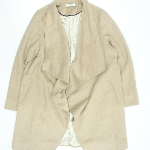 Wallis Women’s Beige Long Overcoat Size 14 Lined Classic Twill Jacket