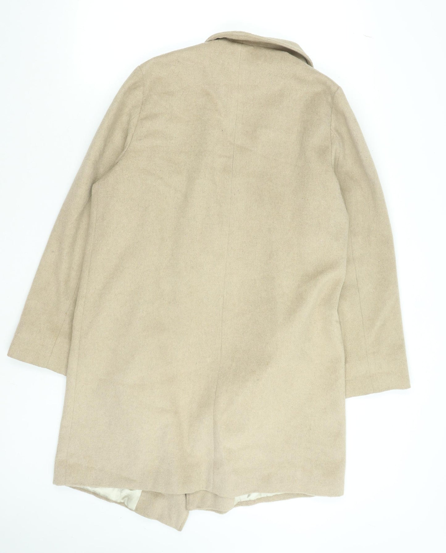 Wallis Women’s Beige Long Overcoat Size 14 Lined Classic Twill Jacket
