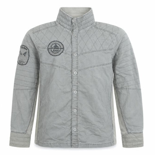 Jack & Jones Men's Grey Quilted Button-Up Shirt M Casual Cotton