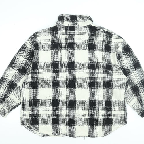 Boohoo Women Black Checked Flannel Button-Up Shirt Size 18