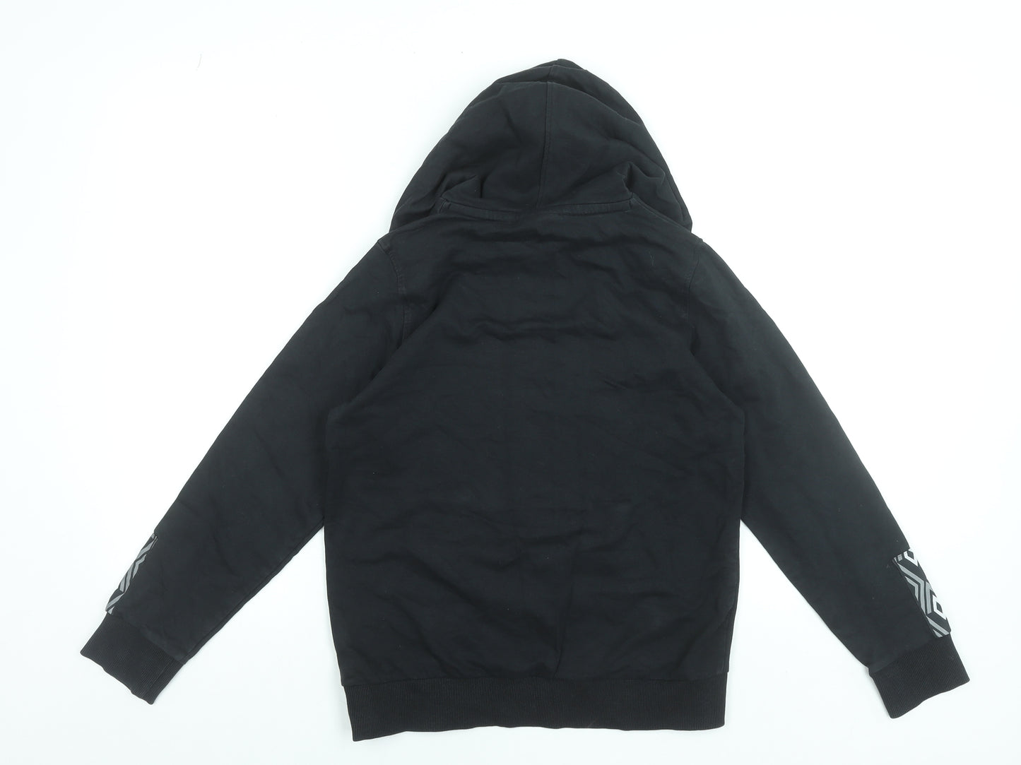 Umbro Boys Black Hoodie 11-12 Years Cotton Pullover Graphic Print
