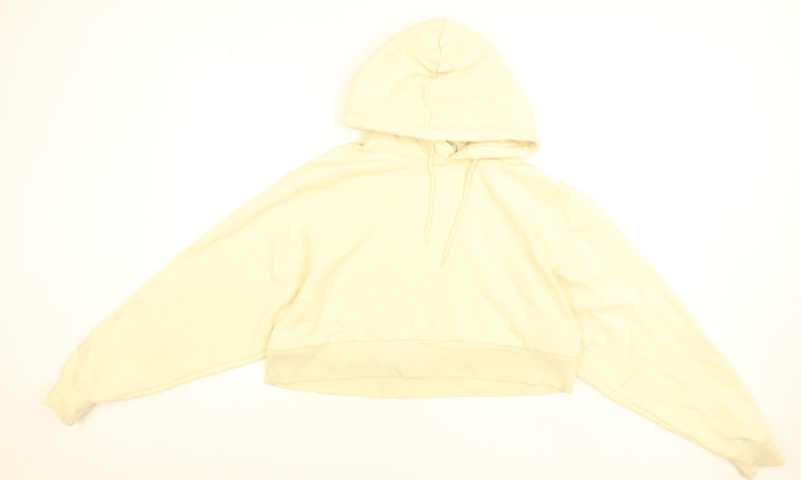 Weekday Womens Beige XS Pullover Hoodie Cotton Blend