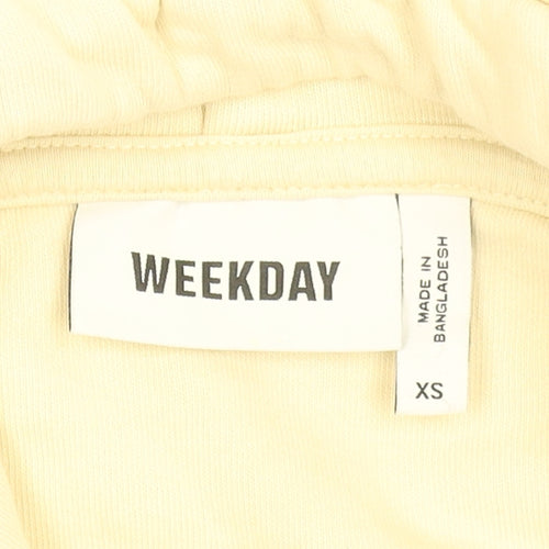 Weekday Womens Beige XS Pullover Hoodie Cotton Blend