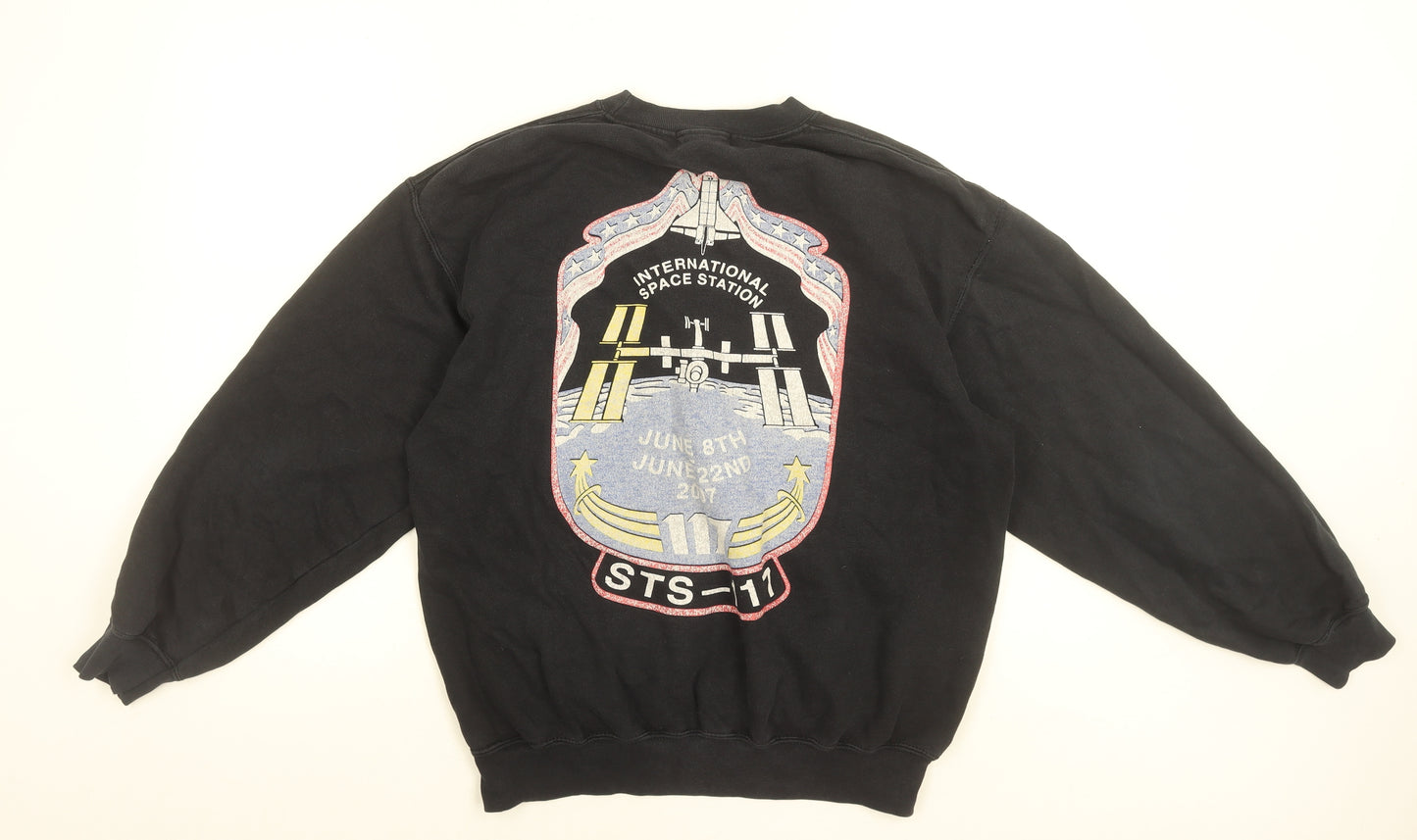 Topman Men's Black NASA Graphic Sweatshirt Size S Pullover Crew Neck