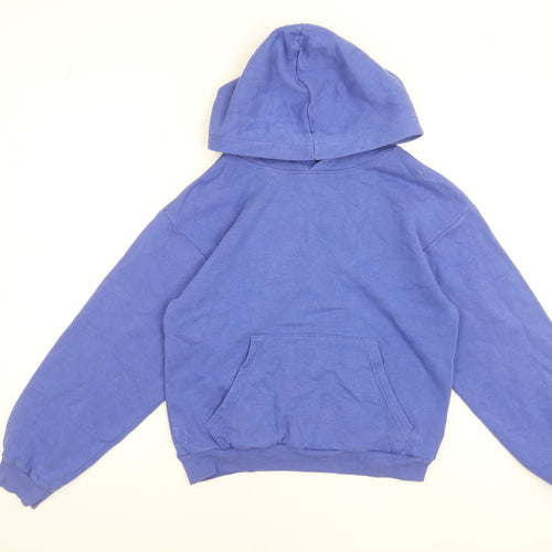 H&M Boys Blue Pullover Hoodie UK 10-12 Years Cotton Blend