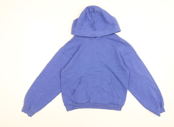 H&M Boys Blue Pullover Hoodie UK 10-12 Years Cotton Blend