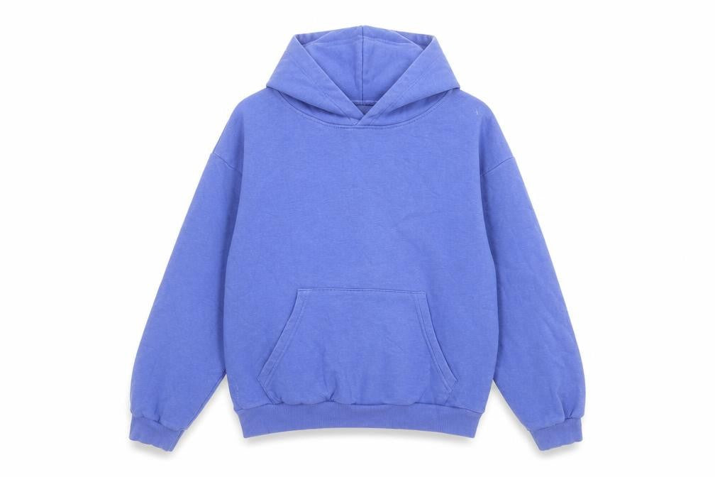 Front view of H&M boys’ blue pullover hoodie uk 10-12 years cotton blend