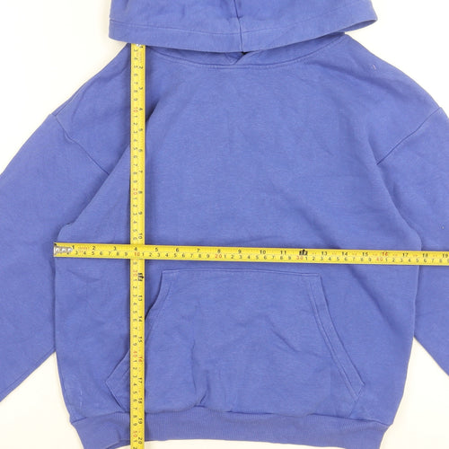 H&M Boys Blue Pullover Hoodie UK 10-12 Years Cotton Blend