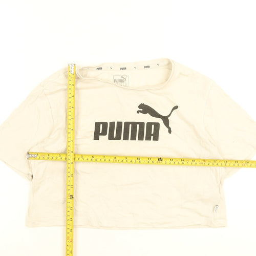 Puma Womens Beige Cropped T-Shirt Size 8 Casual Sports Tee