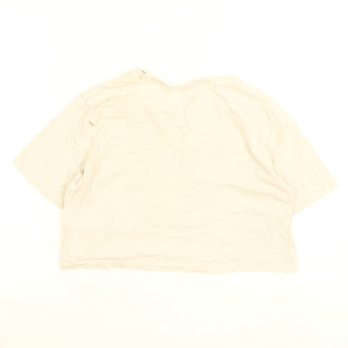 Puma Womens Beige Cropped T-Shirt Size 8 Casual Sports Tee