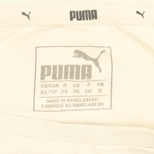 Puma Womens Beige Cropped T-Shirt Size 8 Casual Sports Tee