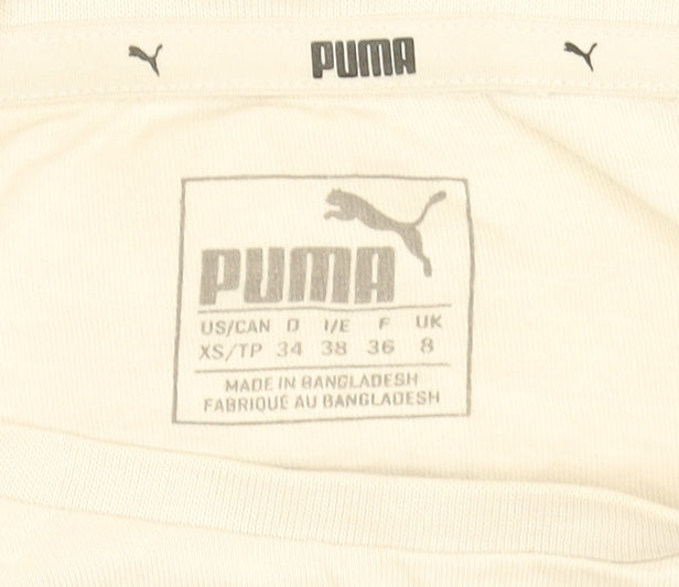 Puma Womens Beige Cropped T-Shirt Size 8 Casual Sports Tee