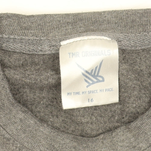 TMR Originals Women's Grey Cotton Blend Pullover Sweatshirt Size 16