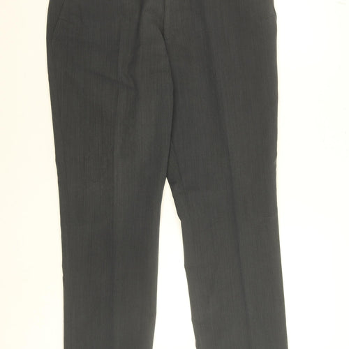 Next Men's Black Wool Blend Dress Trousers 34S Regular Fit