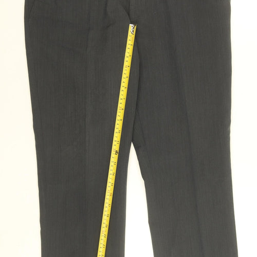 Next Men's Black Wool Blend Dress Trousers 34S Regular Fit