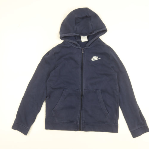Nike Boys Blue Full Zip Hoodie Size M 137-147cm Cotton Blend